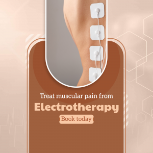A patient receiving electrotherapy treatment with electrodes placed on the back for pain relief