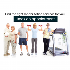 A group of active seniors participating in various fitness exercises for rehabilitation.