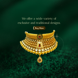 An intricate gold choker necklace with red gemstone accents against a dark green textured background.