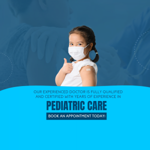 A young girl wearing a mask giving a thumbs up after receiving a vaccination at a pediatrician's office.
