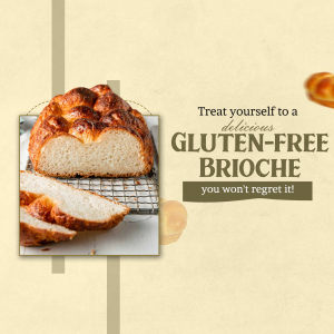 A loaf of freshly baked gluten-free brioche bread on a wire rack next to a sliced piece.