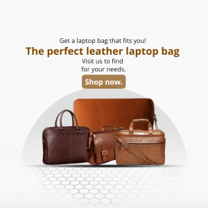 A collection of various styles of premium brown leather laptop bags against a white background.