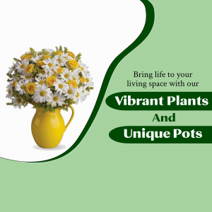 Vibrant Floral Arrangement In Yellow Pot Business Poster For Facebook