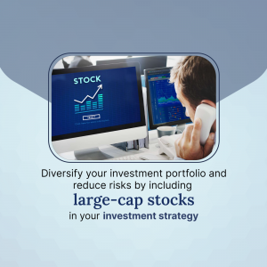 An investor talking on the phone while looking at a computer screen showing stock market data to represent large-cap stocks investment strategy.