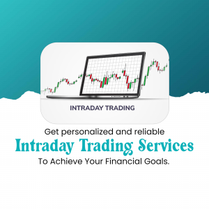 An advertisement for personalized and reliable intraday trading services featuring a laptop with financial stock charts.
