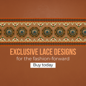 Decorative fabric lace border design with ornate circular patterns and ethnic motifs