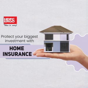 A hand holding a miniature model of a house to represent HDFC ERGO home insurance services