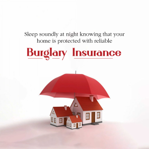 Small houses under a large red umbrella representing burglary insurance coverage