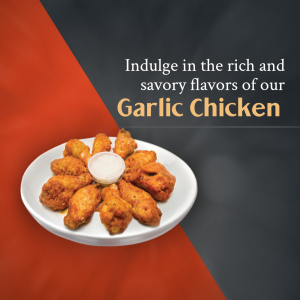 Garlic Chicken Promotional Social Media Ad Template For Twitter