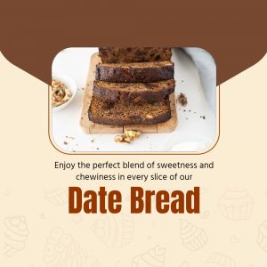 Slices of delicious moist date bread served on a wooden board