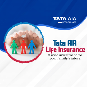 Tata AIA Life Insurance logo and family protection concept