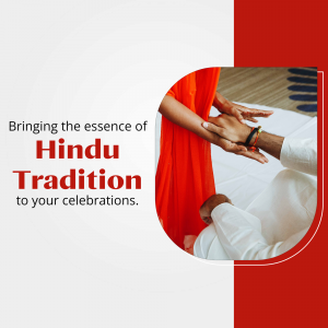 A person in traditional orange clothing holding hands with someone in white, symbolizing Hindu traditions.
