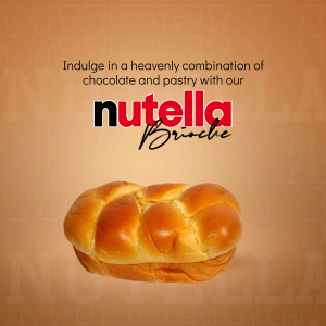 A freshly baked golden brown brioche loaf presented with the Nutella branding.