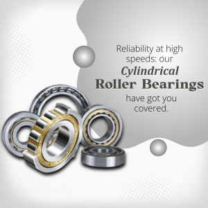 Cylindrical roller bearings displayed on a professional marketing graphic