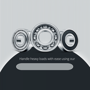Three industrial ball bearings displayed against a gray textured background with a Call to Action space.
