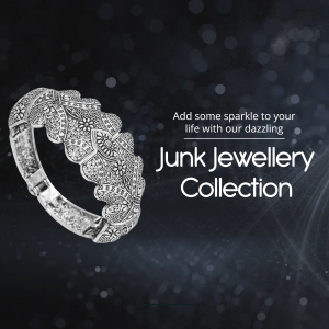 A beautifully ornate silver-toned bracelet from a junk jewellery collection set against a dark, sparkling background.