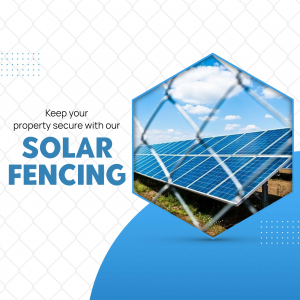 Solar panels protected by wire security fencing against a blue sky