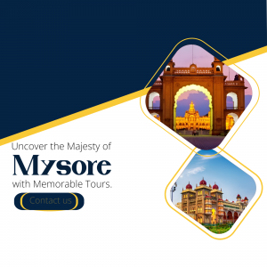 Promotional graphic for Mysore tourism featuring the Mysore Palace