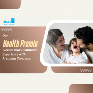 A happy family laughing together as part of a Niva Bupa health insurance promotional graphic
