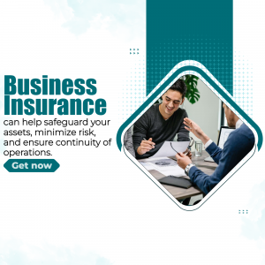 Professional business insurance consultation showing two men reviewing documents