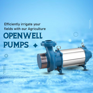 An agricultural openwell pump displayed on a blue background