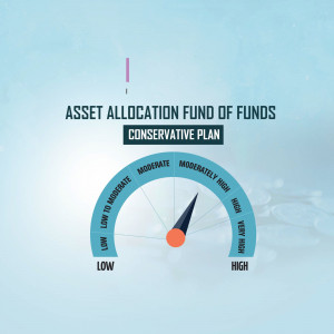 Riskometer showing a conservative risk level for an asset allocation fund of funds.