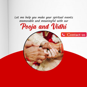 A close up of a couple holding hands during a traditional Hindu wedding ceremony with professional service invitation text.