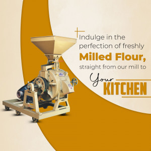 A professional flour milling machine on a stylish beige and gold background