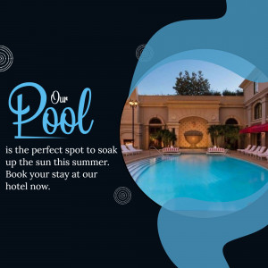A beautiful luxury resort hotel swimming pool area during summer