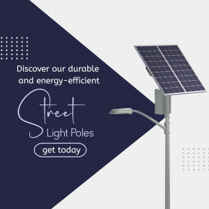 Modern durable and energy-efficient solar street light pole with solar panel