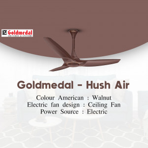 Goldmedal Hush Air electric ceiling fan in American Walnut color finish