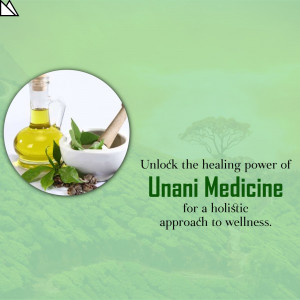 Glass bottle with oil, mortar and pestle, and green leaves inside a circle on a green tea plantation background