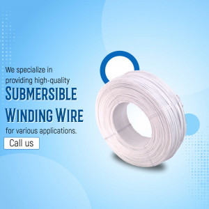 A spool of high-quality submersible winding wire on a light blue background.