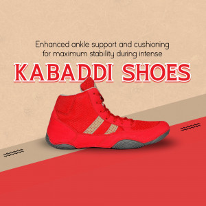 A bright red high-top kabaddi shoe for enhanced ankle support and stability