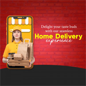 A delivery person holding paper bags and pizza boxes appearing out of a smartphone screen