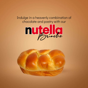 Freshly baked golden brown brioche bread paired with Nutella chocolate spread