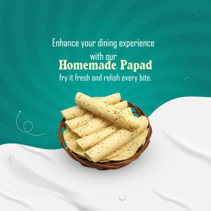 A basket of crispy homemade papad on a teal and white background
