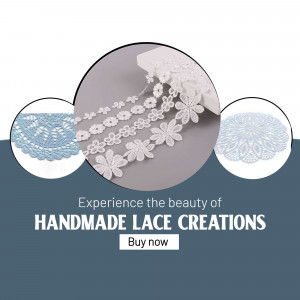 Collection of handmade white and blue lace designs