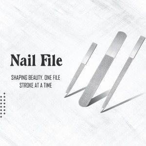 A set of three professional stainless steel nail files on a textured white background.