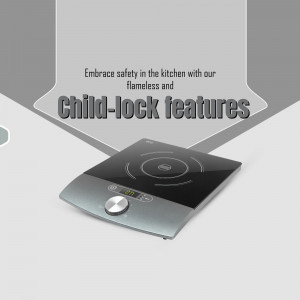 Modern portable induction cooktop with flameless and child-lock features