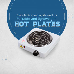 A white portable electric hot plate for cooking on the go