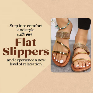A woman wearing stylish gold metallic flat slippers with a beaded anklet