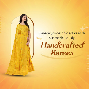 Yellow Handcrafted Saree Promotion Branding Post For WhatsApp
