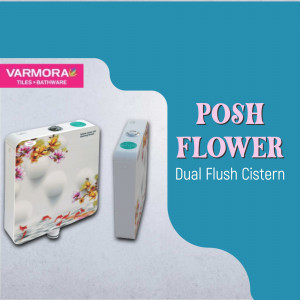 Varmora Posh Flower decorative dual flush cistern unit