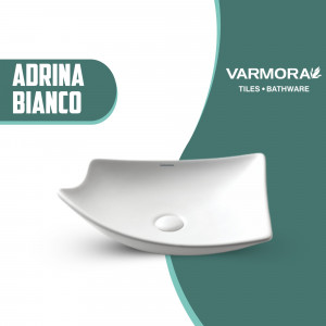 Modern white vessel bathroom sink by Varmora titled Adrina Bianco