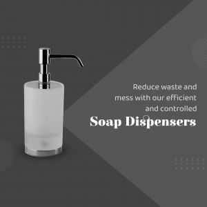 A modern frosted glass soap dispenser with a chrome pump head on a dark grey background.