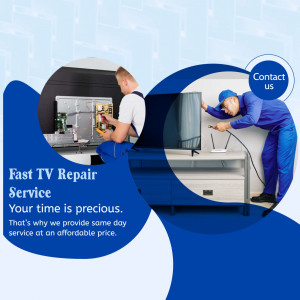 Professional technician performing same-day TV repair service