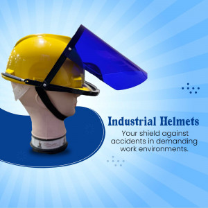 Industrial Safety Helmet With Face Shield Social Media Post For WhatsApp