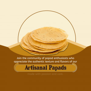 Stack of traditional artisanal papads on a tan and brown background