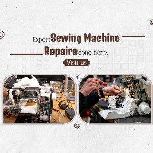 A technician performing expert sewing machine repairs in a workshop.